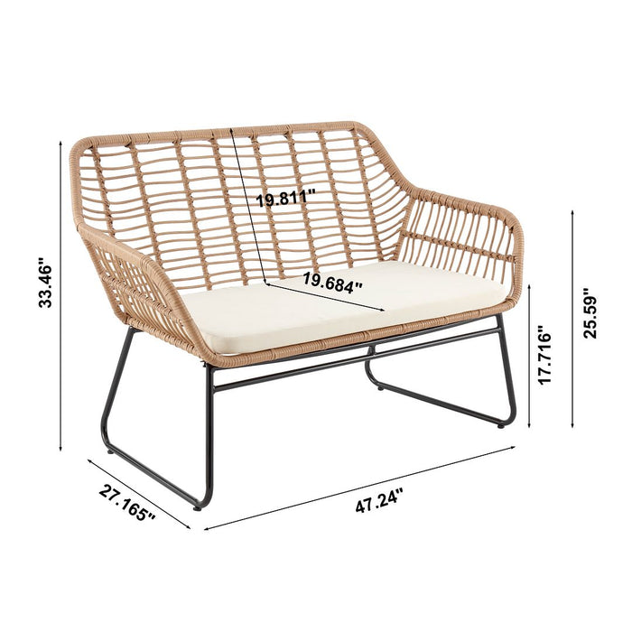 Antibes 2.0 Patio 4-Person Conversation Set with Coffee Table with Cream Cushions